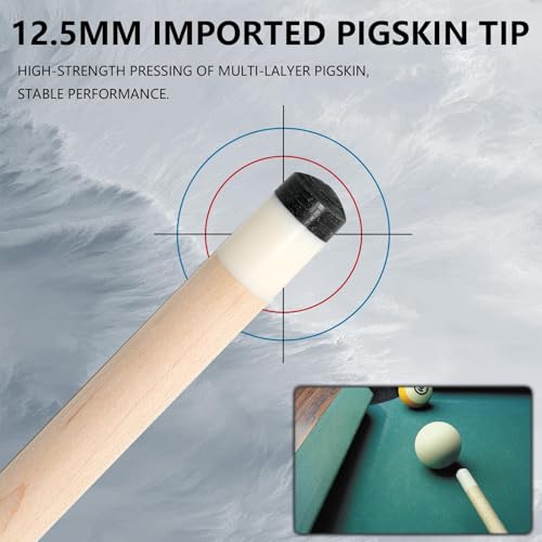 CUEELF Pool Cue Stick Low Deflection Hand-Made Inlay Billiard Cue 58'' Professional Billiard Pool Cue Stick for Adults-12.5mm Tip,3/8 * 8 Joint - color: WD-CM-LAN