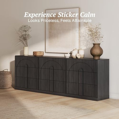 BELLEZE Set of 3 Bookcase with 3 Drawers, Modern Book Shelf with Wide Wooden Handle, 94" Wood Bookshelves for Living Room Office Entryway (Ebony) - color: Bijou Ebony C, size: 3