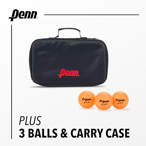 Penn 2-Player Table Tennis Paddle Set - 2 x 3.0 Paddles, 3 Balls & Storage Pouch - Ping Pong Rackets with Balanced Sponge Backing, Competition Rubber & Ergonomic Handle - Outdoor Sports