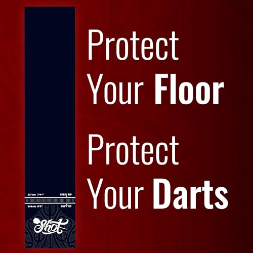 Shot Darts Heavy Duty, Protective Professional Dart Mat - Made from Thick, Shock Absorbing & Non-Curling Industrial Grade Rubber (9.9 Feet x 2 Feet)
