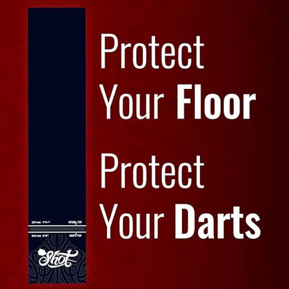Shot Darts Heavy Duty, Protective Professional Dart Mat - Made from Thick, Shock Absorbing & Non-Curling Industrial Grade Rubber (9.9 Feet x 2 Feet)