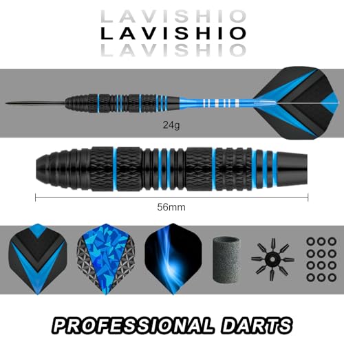 Dart Metal Tip Set 3 Aluminum Dart Shafts Steel Tip Dart Set Professional Darts Steel Tip Set + Extra 3 Dart Flights 3 Replace Plastic Shafts - color: blue-black