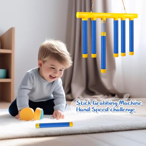 Reflex Drop Sticks Challenge Game - 3 Adjustable Speed Modes, Hand-Eye Coordination & Reaction Training Toy, Fun Catch Falling Sticks Game for Kids, Adults