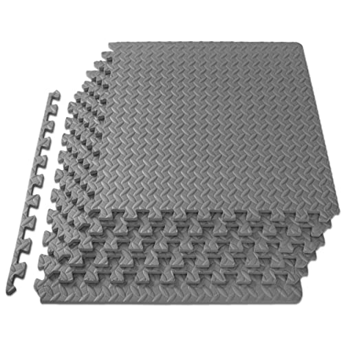 ProsourceFit Exercise Puzzle Mat ½-inch, EVA Interlocking Foam Floor Tiles for Home Gym, Workout Equipment, Kids Play Areas, Grey, 24 SQ FT - 6 Tiles - color: Grey, size: 6 Pack (24 SQ FT)