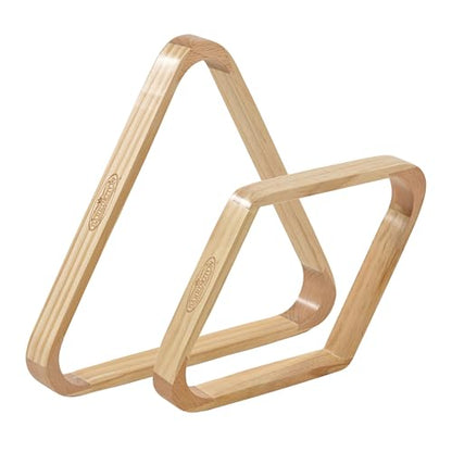Barrington Billiards 2-Piece Rack Set for Standard 2-1/4 Inch Pool Balls, Triangle 15-Ball, and Diamond 9-Ball, Solid Two-Tone Wood Billiard Accessories