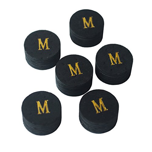 Collapsar 6pcs 14mm Black Multiple Layer Pigskin Pool Cue Tips H M S - color: M