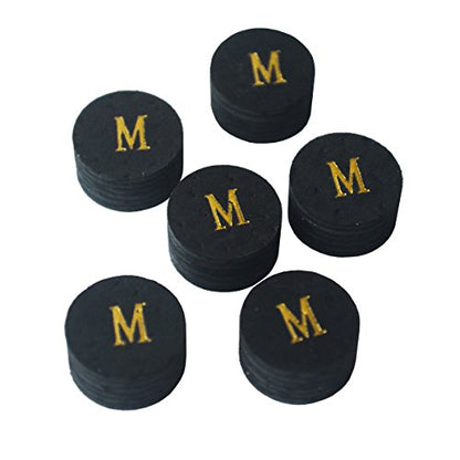 Collapsar 6pcs 14mm Black Multiple Layer Pigskin Pool Cue Tips H M S - color: M