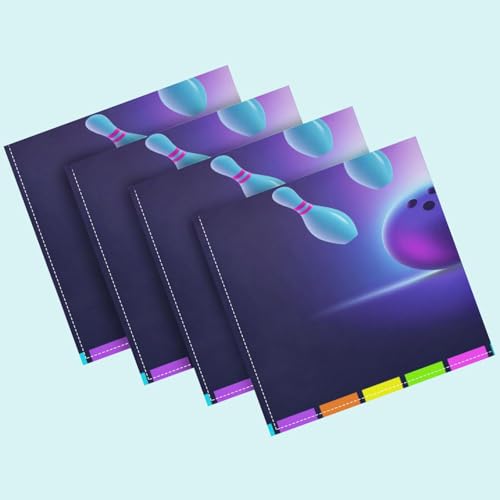 Vivid Print Bowling Ball Knock Flying Colors Pins Cloth Napkins,Set of 1 Soft & Comfortable Reusable Table Dinner Napkin for Everyday, Family, Restaurant, Parties(20 x 20 Inch)