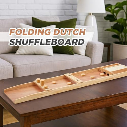 CroBlissful Folding Dutch Shuffleboard Wooden Dutch Shuffleboard with Accessories, 79" L x 16" w x 2" h