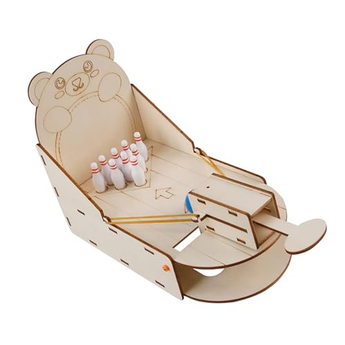 Creative Wooden Desktop Bowling Toy Interactive STEM Set for Science Discovery and Education Learning Activity ' s Wooden Bowling Game