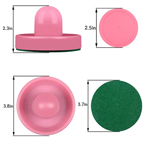 ONE250 Air Hockey Pushers and Red Air Hockey Pucks, Goal Handles Paddles Replacement Accessories for Game Tables (4 Striker, 4 Puck Pack) - color: Pink & Pink