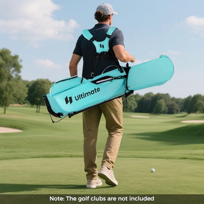 ULTIMATE Golf Stand Bag, 8-Way Golf Bag with 5 Pockets, Rain Hood, Detachable Dual Shoulder Strap, Lumbar Pad, Handles, Portable Golf Club Bag for Men & Women - color: Blue