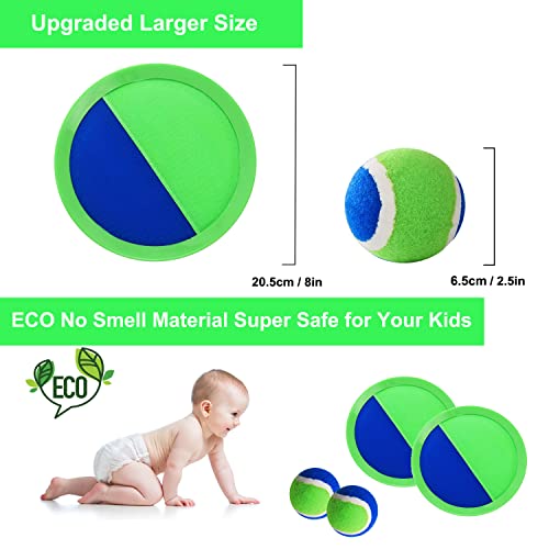 Catch Ball Game for Kids-Beach Toys Backyard Lawn Toss and Catch Games -Upgraded Version Throw Sticky Balls and Catch Game Toys for Kids Boys Girls Adults Family Outside Gifts - color: Green