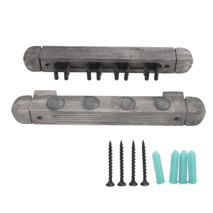 Wall Mounted Cue Rack Pool Cue Wall Rack Billiard Stick Holder Solid Wood with Brushed Silver Grey Finish Space Saving Modern Design for Billiard Sticks Storage in Home or