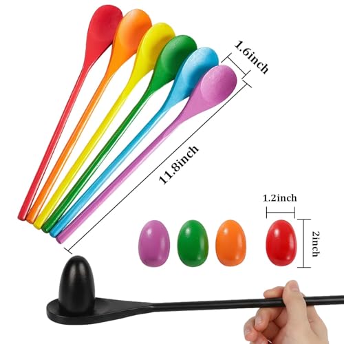 24PCS Egg Spoon Race Game Set, Relay Race Games Wooden Egg Balance Game for Outdoor Lawn Games