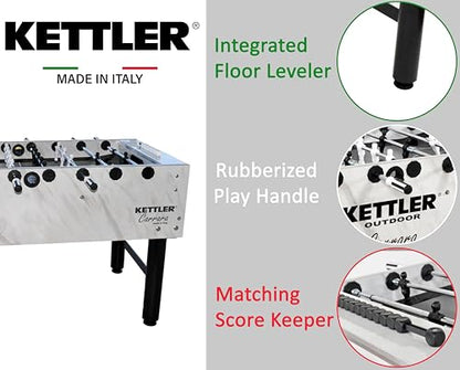 KETTLER Carrara Outdoor Foosball Table with 360 Degree Goalie Rotation, 5 Resin Balls, 5 Cork Balls and Premium Storage Cover