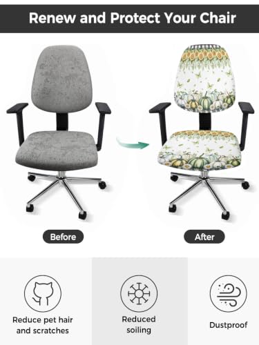 Savannan Office Chair Cover, Sunflower Pumpkin Green Butterfly Protective Stretch Elastic Universal Cover for Desk Task Chair,Computer Rotating Chair 1 Pcs Black White Plaid Lattice
