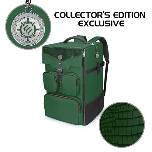 ENHANCE Collector's Edition Board Game Backpack - Reinforced Rigid Board Game Storage with Padded Shoulder Straps, Carrying Handle, and Accessories Pockets for Dice, Card Games, More (Dragon Green)