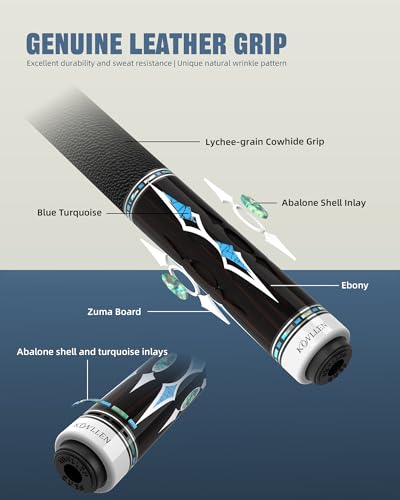KONLLEN Pool Cue Stick with Hand-Inlaid Design and Dual Shafts, Low Deflection Billiards Cue with Carbon Fiber Shaft and Reinforced Maple Shaft, Professional Pool Cue for Adults
