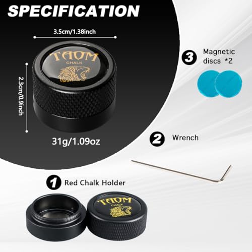 TAOM Upgrade Pool Chalk Holder Round Shaped Practical Tool Billiards Accessories Magnetic Mini Chalk Tip Case Container Round Box Billiards,Cue Tip Tool Scuffer Shaper - color: 2-Single Chalk holder-Black