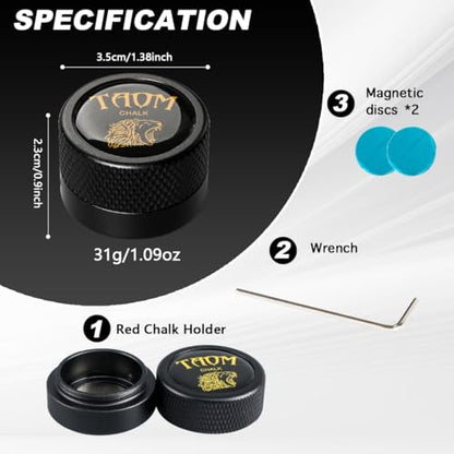 TAOM Upgrade Pool Chalk Holder Round Shaped Practical Tool Billiards Accessories Magnetic Mini Chalk Tip Case Container Round Box Billiards,Cue Tip Tool Scuffer Shaper - color: 2-Single Chalk holder-Black