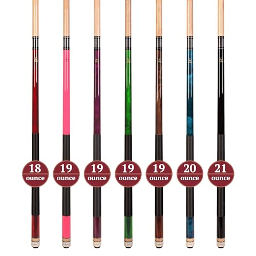 Set of Aska L2 Billiard Pool Cue Sticks, 58" Hard Rock Canadian Maple, 5/16x18 Joint, 13mm Hard Tip, Mixed Weights - style: Set of 7 Sticks