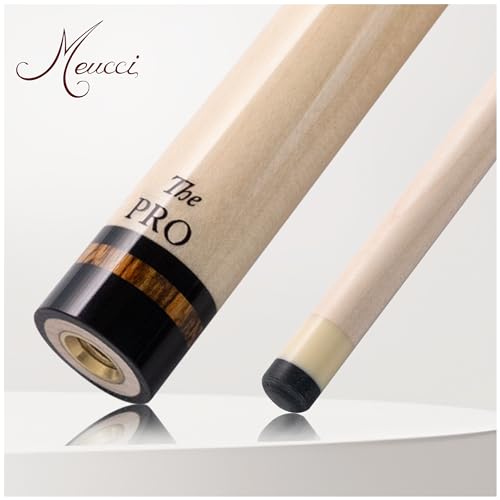 Meucci Pool Cue - All Natural Wood with Rainbow Stain - Pool Stick with Maple Forearm, Solid Wood Handle, High Impact Cue Tips for Low Deflection Pool Cue Stick - 19 Oz Professional Billiard Cue Stick