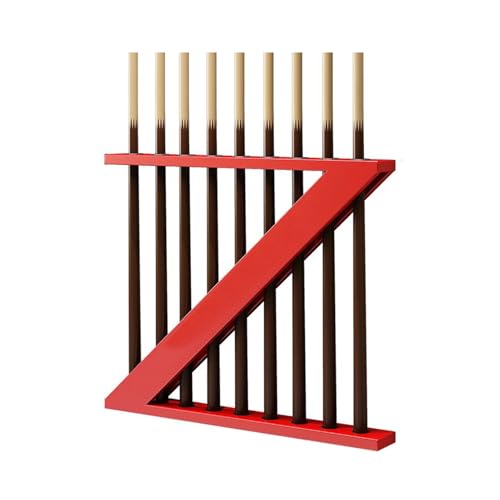 Wall-mounted Billiards Pool Stick Holder,Collapsar,9-Hole Billiard Cue Racks, Table Accessories,for Game Room(Red) - color: Red