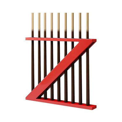 Wall-mounted Billiards Pool Stick Holder,Collapsar,9-Hole Billiard Cue Racks, Table Accessories,for Game Room(Red) - color: Red