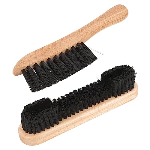 Mikikit 2-Piece Pool Table Cleaning Brush Set Wooden Billiard Table Felt Cleaner Dust Brush and Seam Cleaner