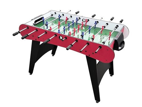 4ft Foosball Table: Compact Size for Small Spaces & Easy Assembly - Modern Red/Black Design for Adults & Teens in Apartments & Game Rooms
