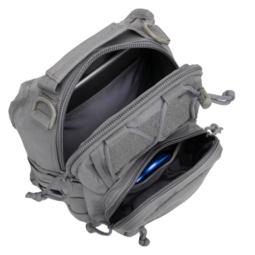 Viriber Tactical Backpack, Waterproof Military Cross-body Molle Sling Shoulder Backpack Chest Bag for Outdoor Every Day Carry gray - color: Gray