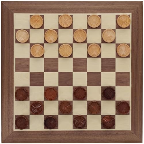 WE Games Old School Wooden Checkers Set Walnut and Natural Stain – 12 Inch Classic Board Game for Strategy Play, Gatherings, and Game Nights