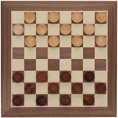 WE Games Old School Wooden Checkers Set Walnut and Natural Stain – 12 Inch Classic Board Game for Strategy Play, Gatherings, and Game Nights