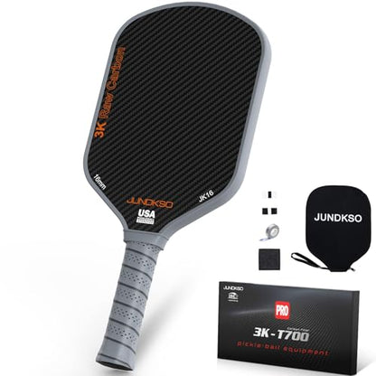 Carbon Fiber Pickleball Paddles USAPA Approved Raw Carbon Frosted - color: Grey