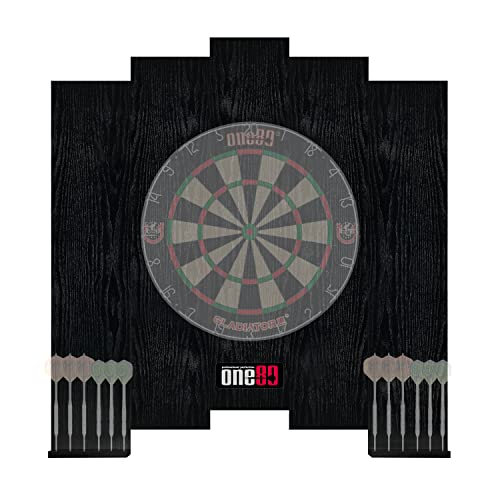 ONE80 Knock-down Dartboard Backboard for A Large Area of Wall Protection Free Combination for Various Set-up Options Wooden Backboard with Black Veins Mounting Kits and Instructions Included Dartboard