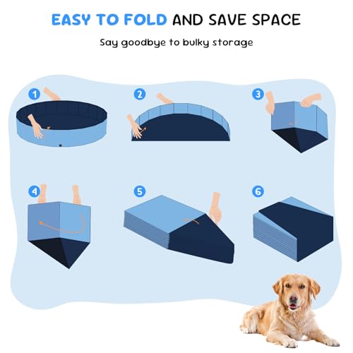 47'' Foldable Dog Pet Bath Pool, Heavy Duty Non-Slip Kiddie Pool, Plastic Pet Wading Pool for Puppy Small Medium Large Dogs, Indoor and Outdoor Kids Pet Dog Bathtub - size: L - 47*12 IN - 90 Gal