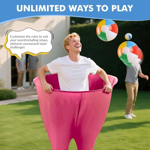 Granny Pants Yard Game,Granny Pants Outdoor Game,2pcs Giant Oversized Granny Funny Pants Set with 16 Bouncy Balls and 2 Pump for Family Reunion Games, Backyard Gatherings Team (Blue+Redw)