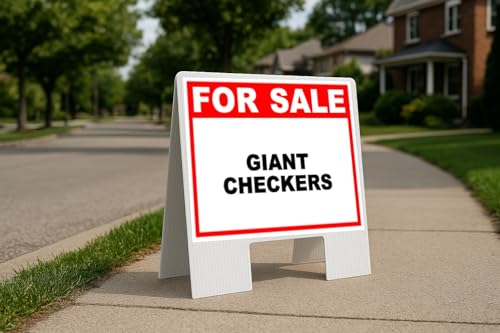 Giant Checkers For Sale White Red Black Folding Coroplast A-Frame Double-Sided 23in x23in