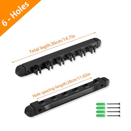 SUPERDIAMOND Pool Cue Rack Wall Mount, 6 Cues Solid Wood Pool Stick Holder, 2-Piece Minimalist Cue Stick Holder & Billiard Cue Racks for Game Room, (Black / 6 Cues) - size: 6 Cues, style: SU-LM-Pool Cue Rack-6cues