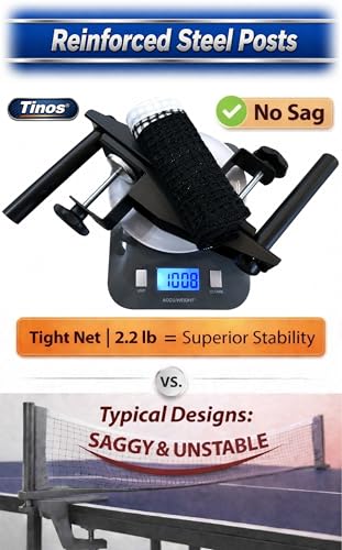 TINOS Premium Table Tennis Net & Post | Pro Screw Clamp Ping Pong Net