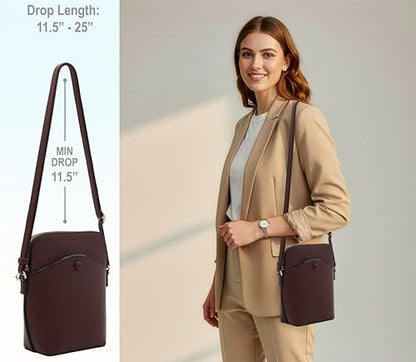 Solene Small Crossbody Bag with Gold Hardware, Mini Shoulder Purse with Adjustable Strap - color: Coffee
