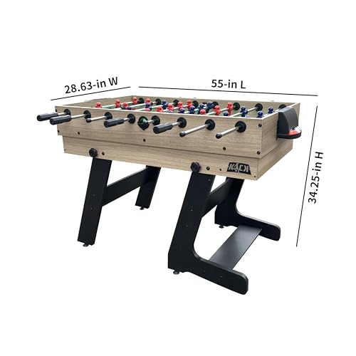 KICK Quatro 55" 4-in-1 Foldable Multi Game Table – Foosball, Billiards/Pool, Push Hockey & Ping Pong - color: Brown