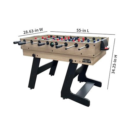 KICK Quatro 55" 4-in-1 Foldable Multi Game Table – Foosball, Billiards/Pool, Push Hockey & Ping Pong - color: Brown