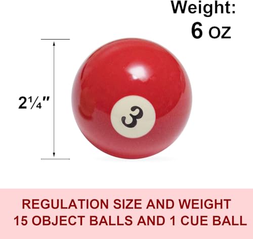 Billiard Balls Set 2-1/4" Regulation Size Pool Table Balls for Replacement (16 Resin Balls) - style: 16 Resin Balls & Cue Cleaning Cloth
