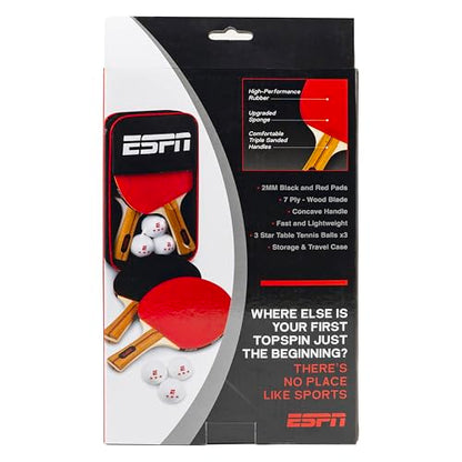 ESPN Ping Pong Set, Table Tennis Ideal for Family Games and Game Night - color: 2 Paddles + Balls