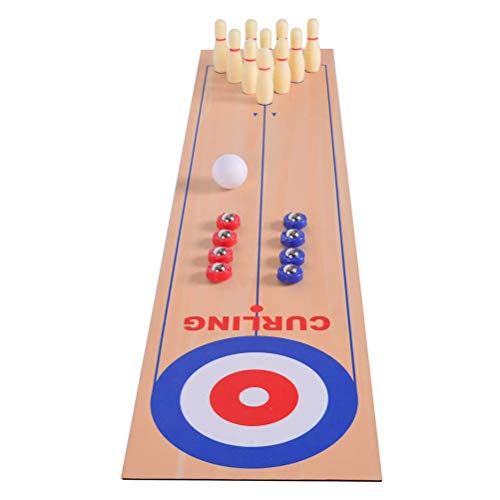 3 in 1 Shuffleboard Bowling Game Table Set for Family | 3 in 1 shuffleboard, bowling & curling set.Smooth playing surface. Quick assembly.Full accessory set.Perfect for home parties