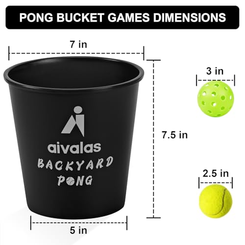 Aivalas Yard Pong Outdoor Games, Giant Yard Games Set with 12 Buckets and Balls for Adults and Family, Toss Game Throwing Games for Beach, Camping, Lawn and Backyard - color: Black