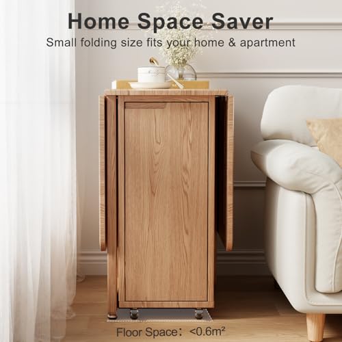 AnywaysWood Folding Dining Table with 4 Foldable Chairs Set, Space Saving Extendable Solid Wood Drop Leaf Table for Kitchen Dining Living Room Small Spaces Easy Assembly (55.12"×31.5"×30") - size: 1 table4Chairs log wood