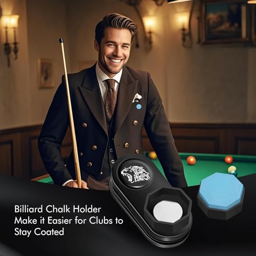 Octagon Pool Chalk Holder, Portable Magnetic Chalk Holder, Billiard Cue Chalk Holder, Pool Cue Chalk Holder with Magnetic Belt Clip, Silent Billiard Chalk Holder Accessories, Black